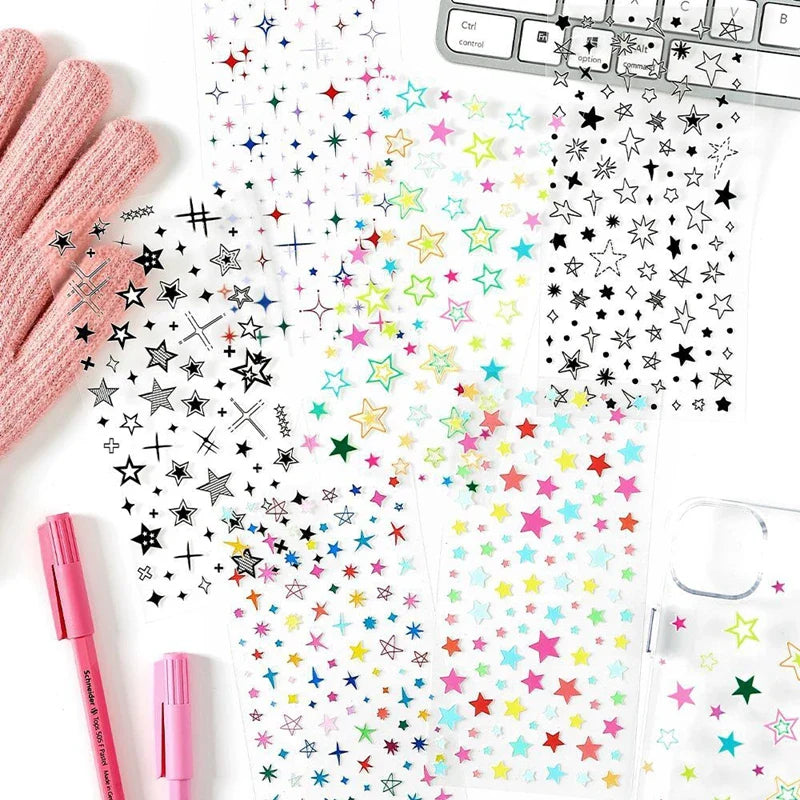1Pc New Cute Star Resin Stickers Idol Card Deco Scrapbook DIY Material Girls Nails Decoration Stationery Stickers (ONLINE ORDER ONLY)