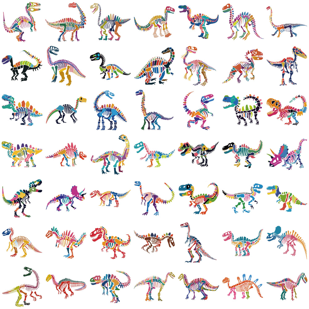 50pcs Colorful Cartoon Dinosaur Stickers For Laptop Phone Cup Scrapbook Car Luggage Waterproof Sticker for Kids Adults﻿ (Online Order Only)