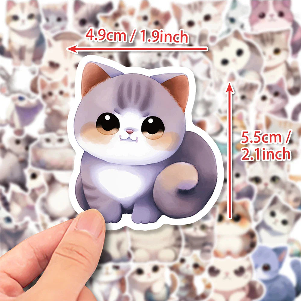 10/30/50pcs Cute Animal Cat Cartoon Stickers Kawaii Decals Laptop Scrapbook Phone Suitcase Stationery Sticker Kids Classic Toy (ONLINE ORDER ONLY)