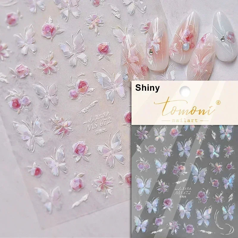 Dreamy Chic Butterfly Flower Bowknot Square Rhinestone Crystal 5D Self Adhesive Nail Art Stickers Fantasy Shiny Manicure Decals (ONLINE ORDER ONLY)
