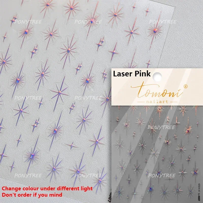 Romantic Purple Star Moon Butterfly Bowknot Retro Water Drop Gem Starburst Adhesive Nail Art Stickers Starlight Manicure Decals (ONLINE ORDER ONLY)