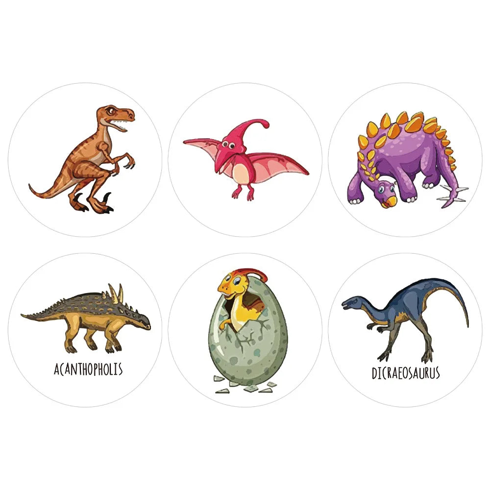 100-500pcs New Cartoon Dinosaurs Stickers 6 Designs for Classroom Teacher Stationery Sticker Label for Kids Reward Stickers (ONLINE ORDER ONLY)