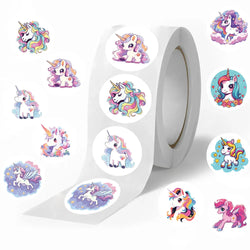 100-500pcs Cute Cartoon Unicorn Sticker Childrens Reward Gift Label Decoration Teacher Encouragement Student Stationery Sticker (Online Order Only)