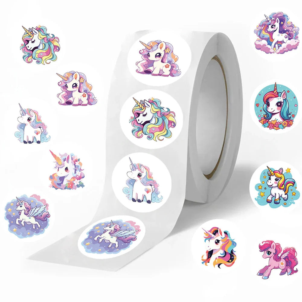 100-500pcs Cartoon Animal Unicorn Stickers Kindergarten Children's Reward Sticker Gift Decorative Decals Kids Encourage Label (Online Order Only)