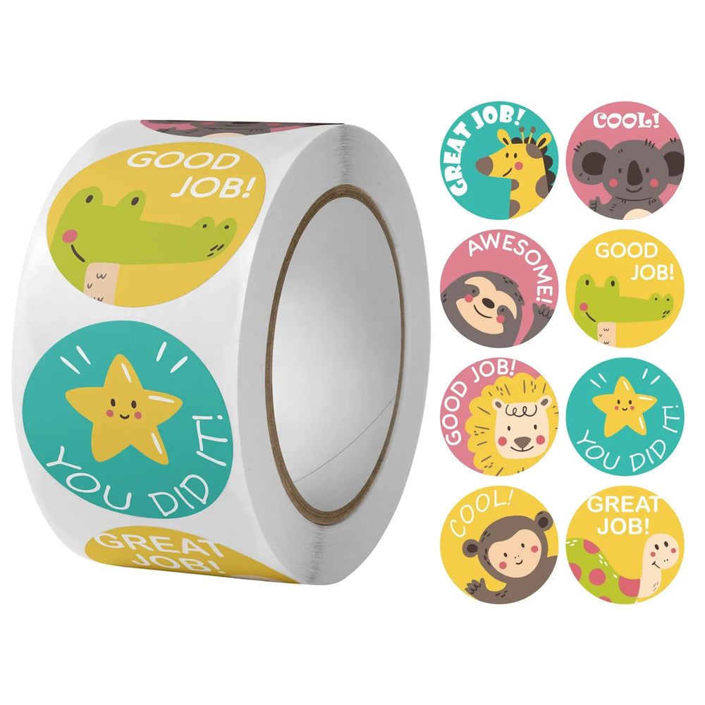100-500PCS Reward Motivational Stickers Cartoon Animal Kids Toy Circus Elephant Lion Monkey Dolphin Stickers For Children Gifts (ONLINE ORDER ONLY)