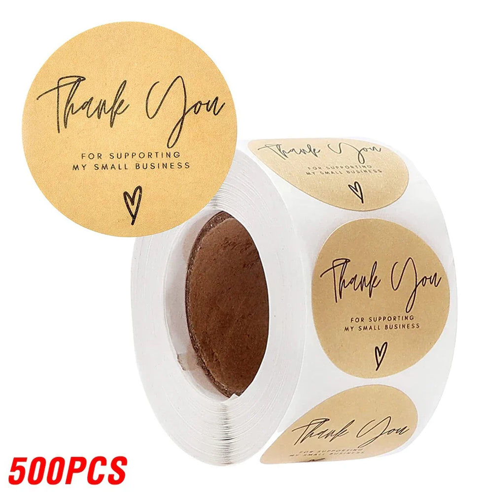 500pcs Vintage Kraft Paper Stickers Scrapbook Gift Stationery Label Stickers Handmade With Love Thank You For The Stickers (ONLINE ORDER ONLY)