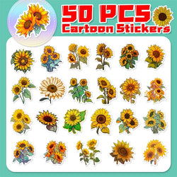 10/30/50PCS Pastoral Sunflower PVC Sticker Aesthetic Decoration Scrapbooking Stationery DIY Hand Accounting School Supplies (Online Order Only)