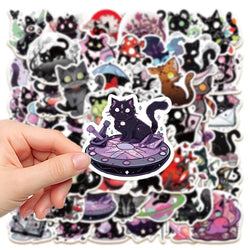 10/30/50pcs Cool Gothic Horror Cat Cartoon Graffiti Stickers Aesthetic Decals Laptop Suitcase Bike Decoration Waterproof Sticker (ONLINE ORDER ONLY)