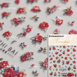 Chic Wild Flower Oil Painting Small Variegated Daisy Peach Blossom Lavender Petal Adhesive Nail Art Stickers Manicure Decals (Online Order Only)