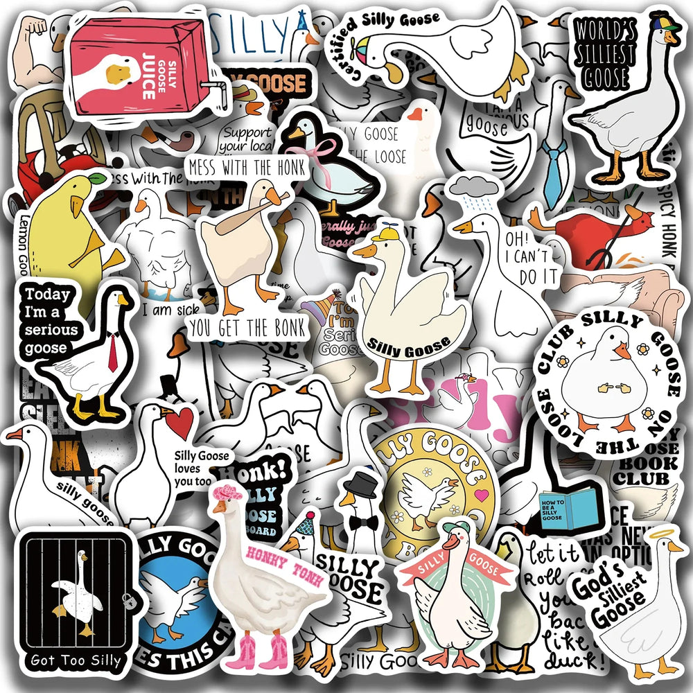 50PCS Cartoon Cute Silly Goose Sticker Decals Toys For Phone Laptop Luggage Skateboard Guitar DIY Graffiti Aesthetic Stickers (ONLINE ORDER ONLY)