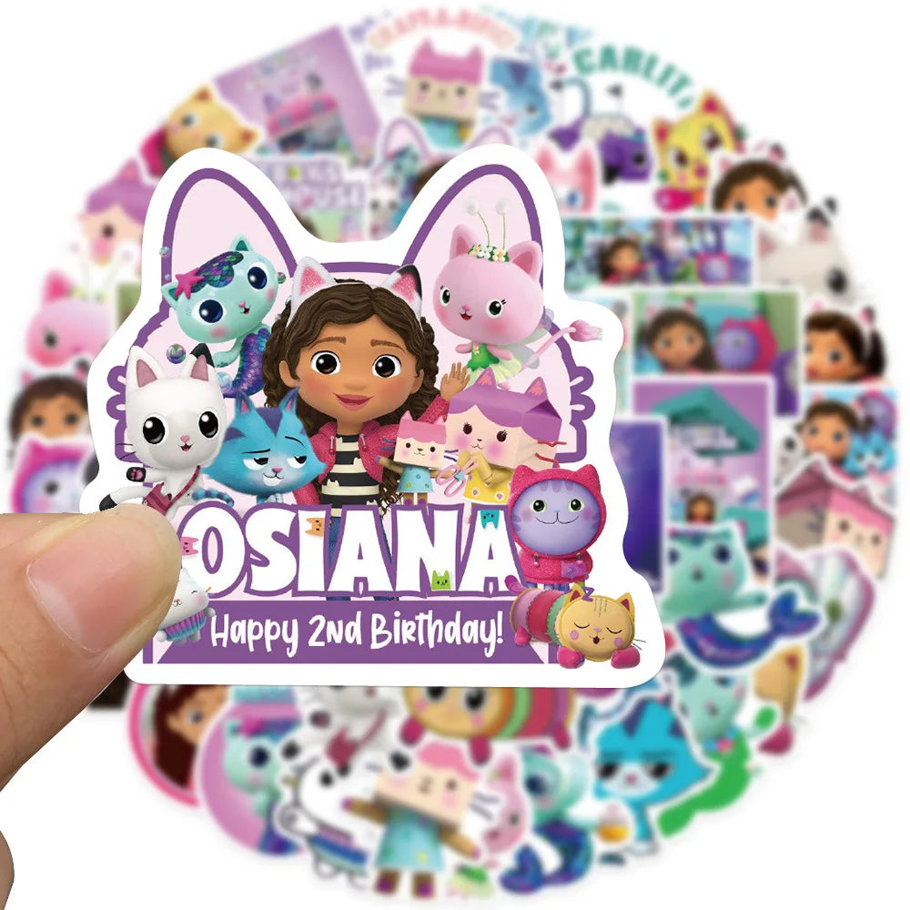 50PCS New Gabby Dollhouse Cartoon Stickers Car Motorcycle Travel Luggage Guitar Waterproof Graffiti Sticker (Online Order Only)