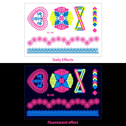 1pc Bohemia Fluorescent Sticker Luminous Temporary Tattoos Stickers UV Glow Fluorescent Tattoo Waterproof For Body Art Decals *& (Online Order Only)
