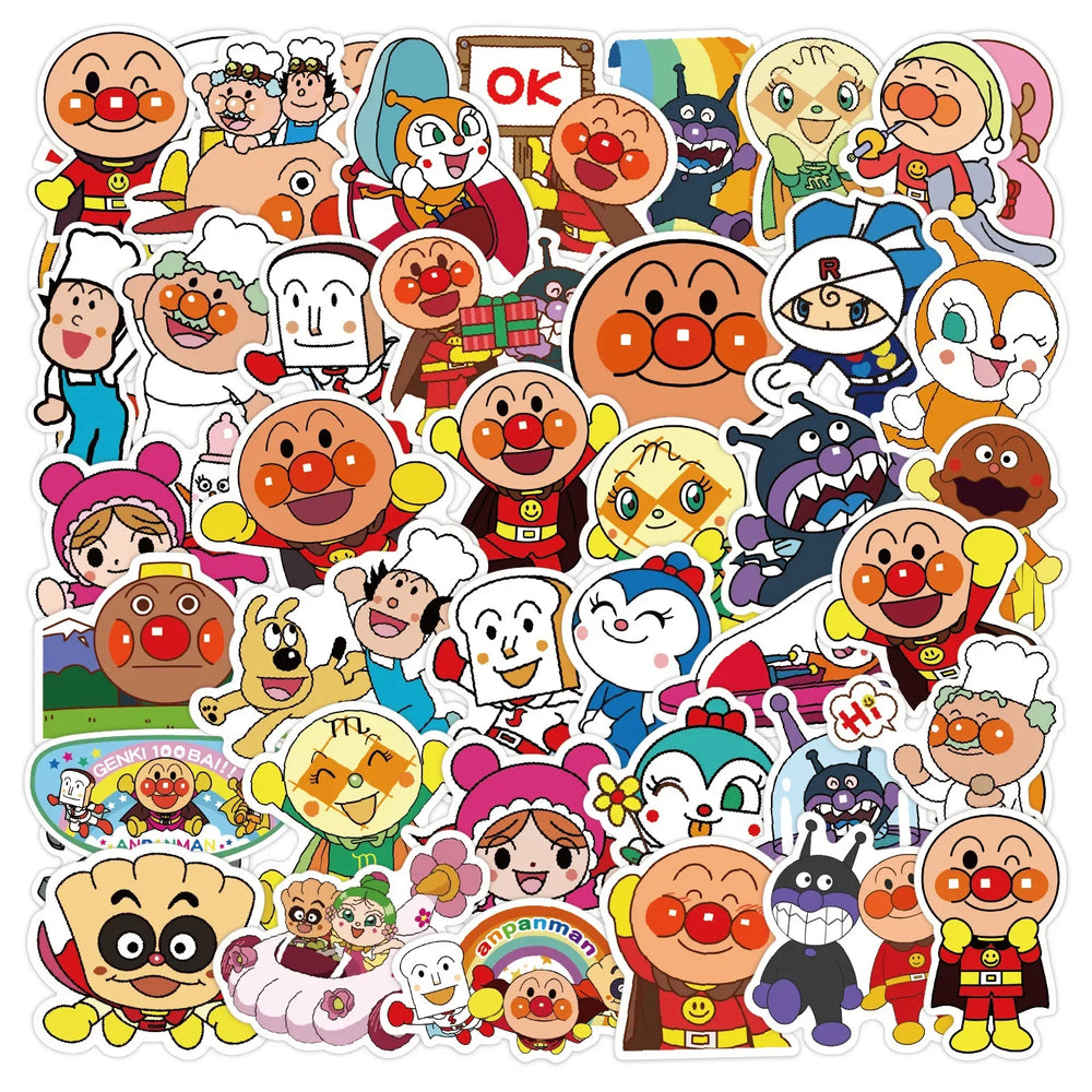 Anpanman Stickers 10/30/50PCS Cute Decals for Kids Toys, Fridge, Laptop, Guitar, Car, Bike, Skateboard (Online Order Only)
