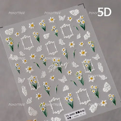 Spotless Lily Lilium Flowers Moon Pearl Crown Lily-white Pearl Necklace Pendant Self Adhesive Nail Art Stickers Manicure Decals (Online Order Only)