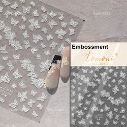 Delicate Dreamy Petal Star Tulip Flower Purple Bowknot Butterfly Illusion Chic Relief Adhesive Nail Art Stickers Manicure Decals (Online Order Only)