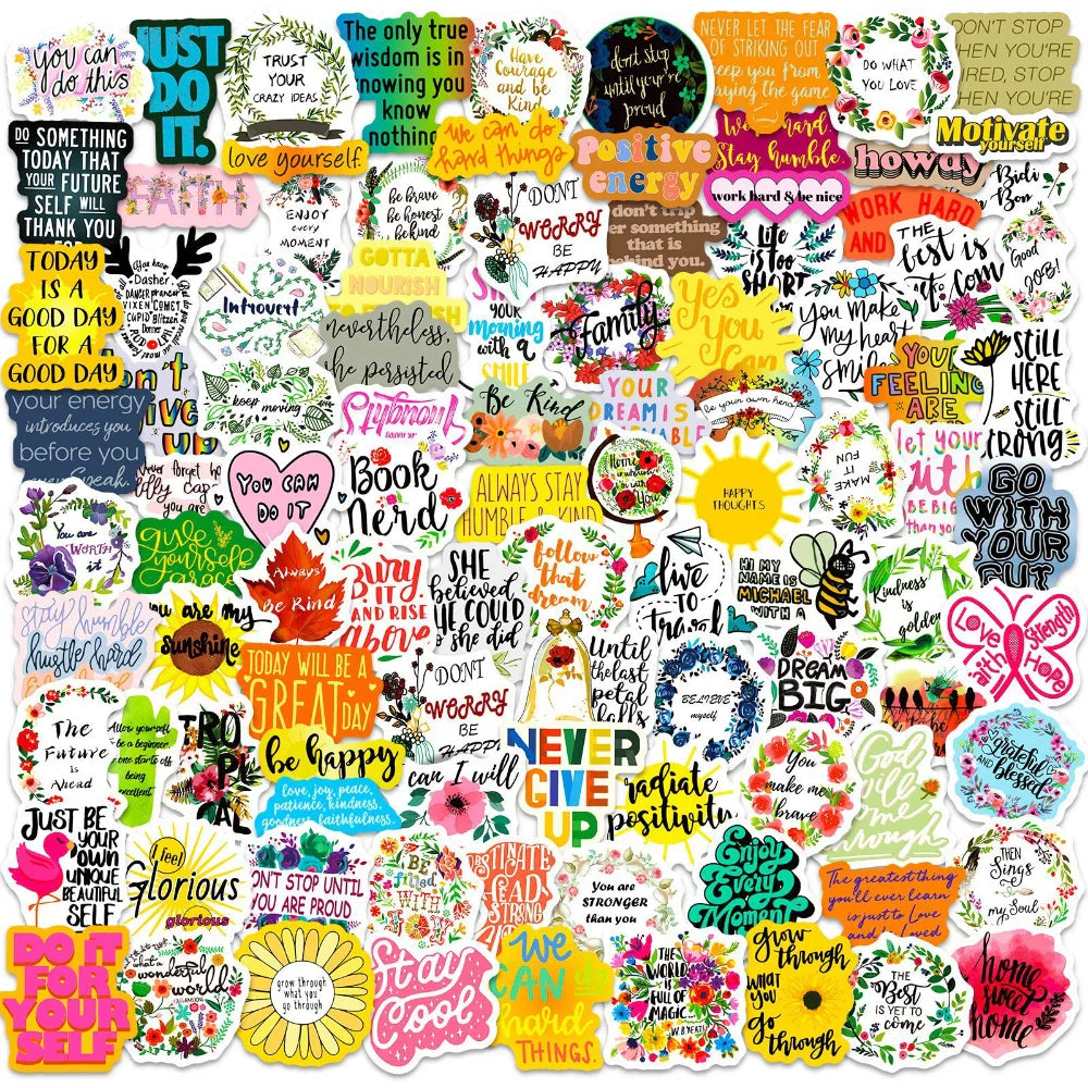 50/100PCS Motivational Phrases Hope Sticker Inspirational Life Quotes DIY Laptop Study Room Scrapbooking Graffiti Decal Stickers (ONLINE ORDER ONLY)