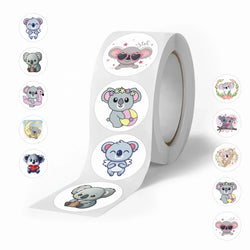 100-500pcs Cute Koala Bear Stickers Sealing Animal Kids Sticker Decor Circle Seal Label Birthday Reward Gift Stationery Sticker (Online Order Only)