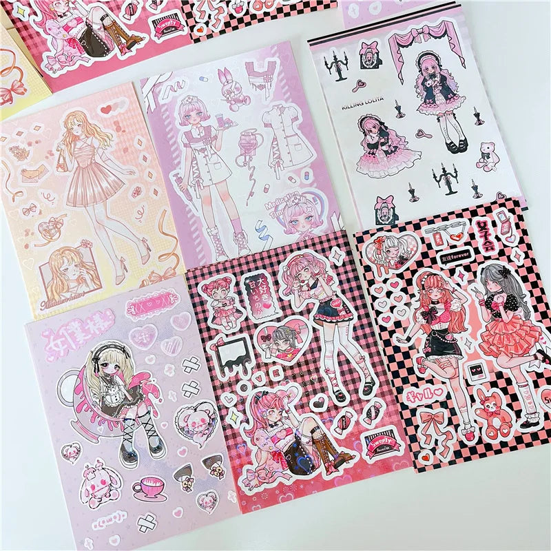 INS Sweet Candy Girl Stickers Diary Scrapbooking DIY Album Decoration Sticker Aesthetic Personalized Kawaii Stationery (ONLINE ORDER ONLY)