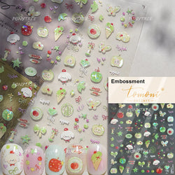 Fruits Apple Strawberry Animals Bear Dog Party Dream Flower Bone Rain Self Adhesive Nail Art Decoration Sticker Manicure Decals (Online Order Only)