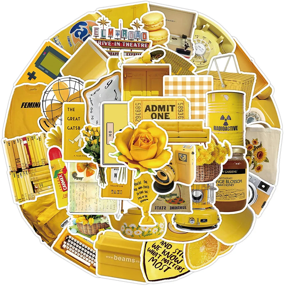 Cartoon Yellow Stickers 10/30/50pcs Waterproof Decals for Phone, Fridge, Suitcase, Laptop, Bike, Kids (Online Order Only)