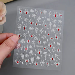 1pc Bohemian Valentine Nail Stickers 3D Self-Adhesive Fantasy Nail Art Glitter Sun, Heart, Lock, Star & Moon Designs Nail Decals (ONLINE ORDER ONLY)