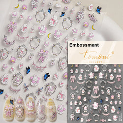 Graffiti Rabbit Dog Bunny Milk Strawberry Jewel Candy Knife Envelope Soft Relief Adhesive Nail Art Stickers Cute Manicure Decals (Online Order Only)