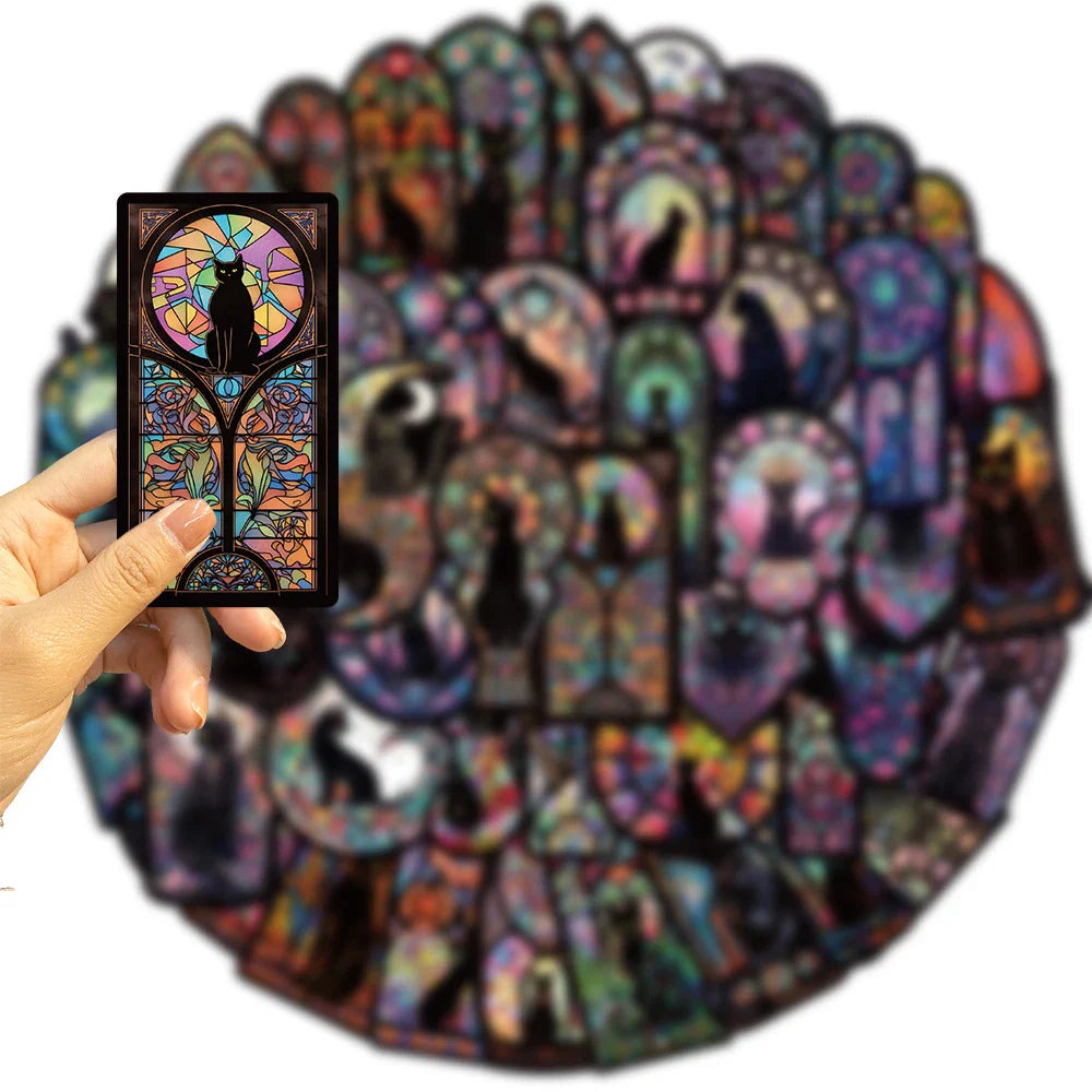 10/30/50pcs Dark Art Gothic Black Cat Waterproof Stickers Cartoon Aesthetic Decals Laptop Motorcycle Luggage Car Sticker Kid Toy (Online Order Only)