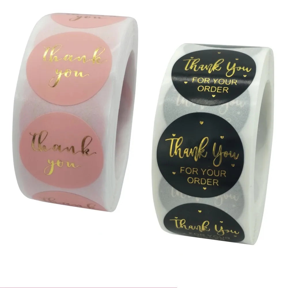 50-500pcs Labels 1inch Round Gold Foil Thank You Stickers For Cards Envelope Sealing Label Stickers Wedding Party Gift Sticker (ONLINE ORDER ONLY)