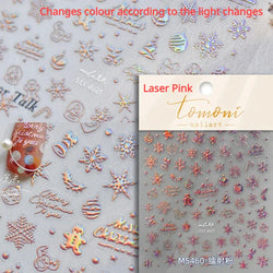 Hot Stamping Romantic White Gold Snowflakes Hexagon Winter 3D Self Adhesive Nail Art Stickers Shiny Rhinestone Manicure Decals (Online Order Only)