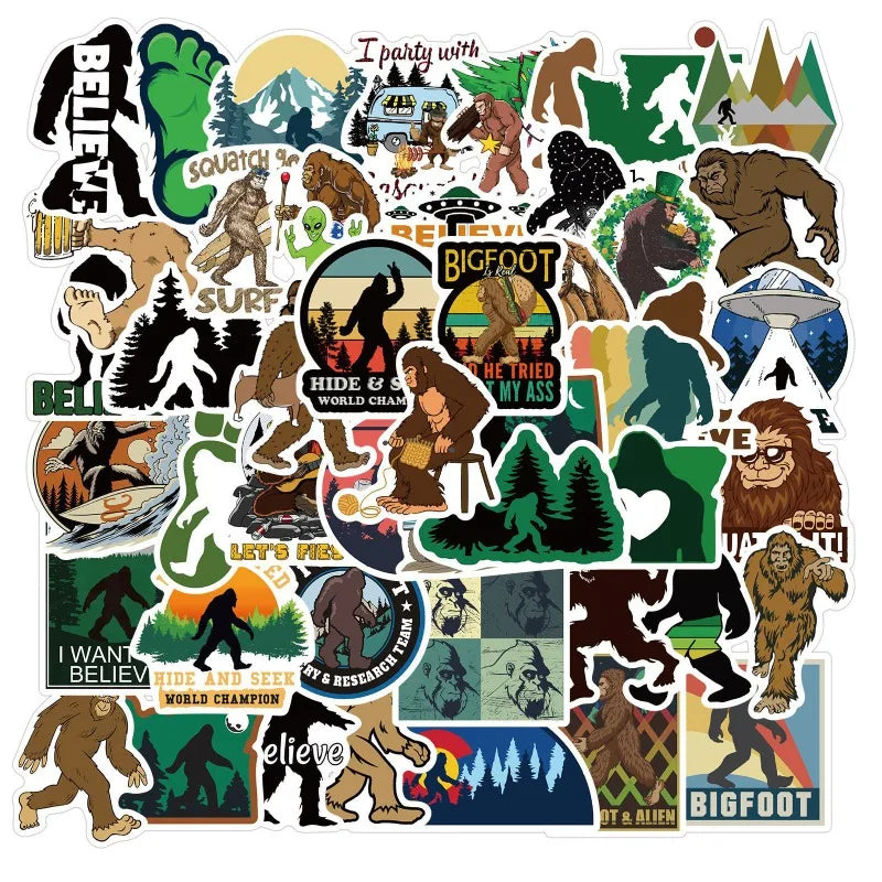 Sasquatch Cartoon Sticker Pack for Laptop, Phone, Car, Scooter, Water Bottle, Fridge, Stationery (Online Order Only)