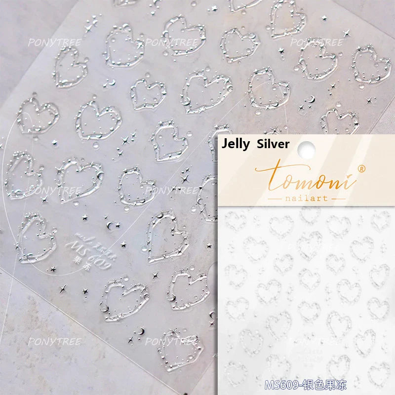 Geometric White Black Red Romantic French Arc Illusion Curve Embossed Relief Self Adhesive Nail Art Stickers 3D Manicure Decals (ONLINE ORDER ONLY)