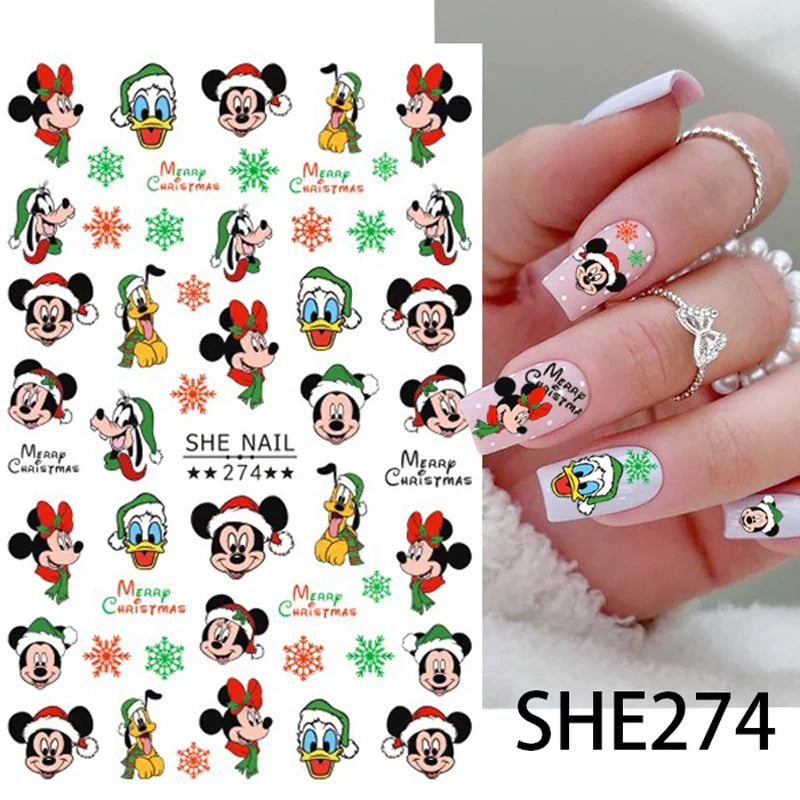 1PCS Disney Mickey Series Nail Stickers Cute 3D Minnie Nail Decorations Valentine's Day Christmas Self-Adhesive Nail Supplies *& (ONLINE ORDER ONLY)