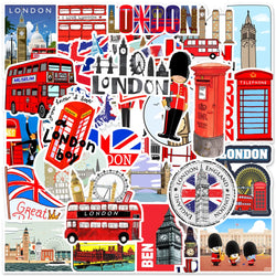 Red Blue Bus Sticker Set: Phone Laptop Luggage Skateboard Decals Fun for Kids (10/30/50PCS) (ONLINE ORDER ONLY)