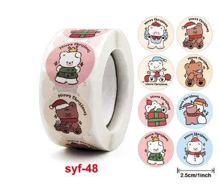 New kraft Paper Christmas White Snowflake Santa Claus Stickers Party Decoration Gift Sealer Office Stationery (ONLINE ORDER ONLY)