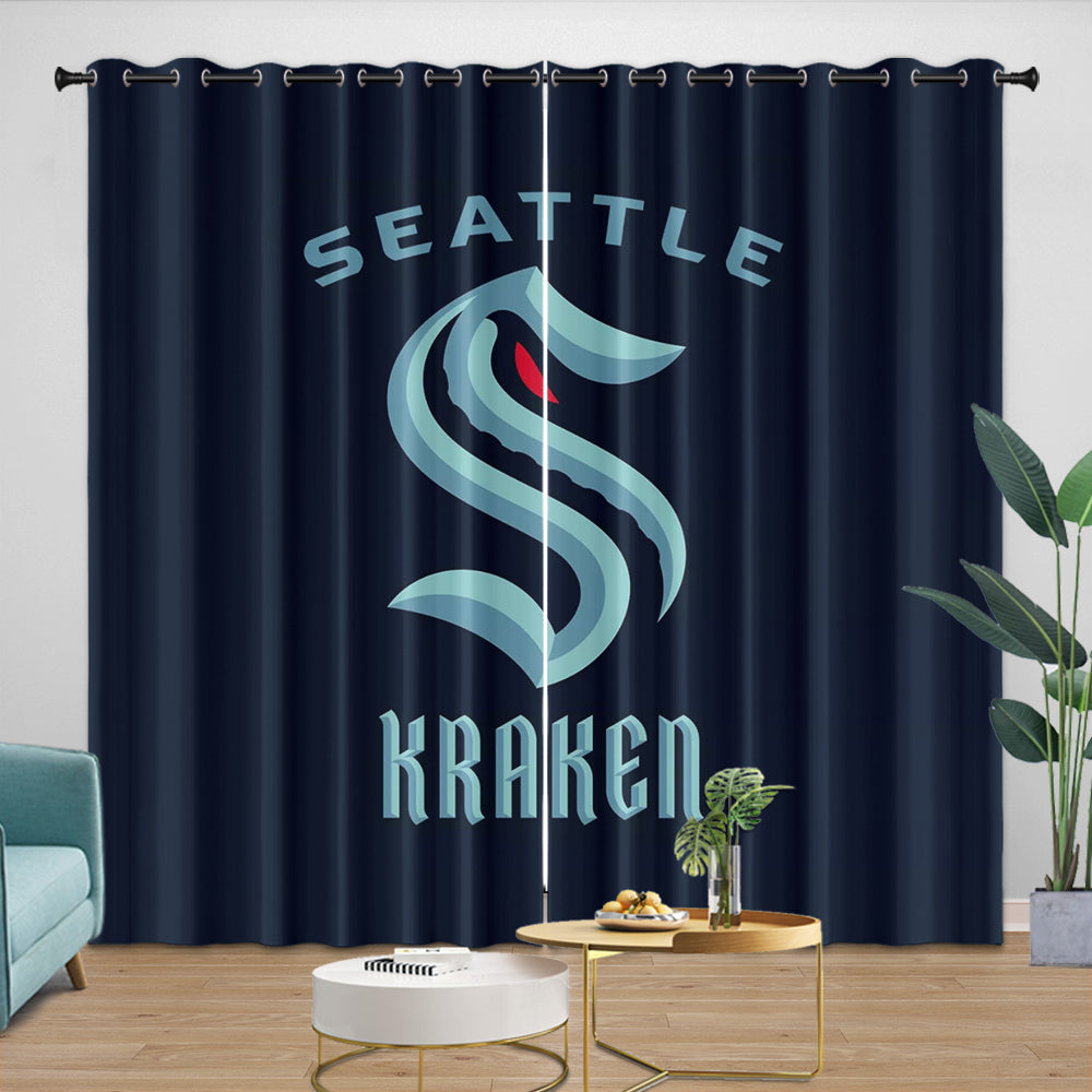 Seattle Kraken Curtains Blackout Window Drapes Room Decoration (Online Order Only)