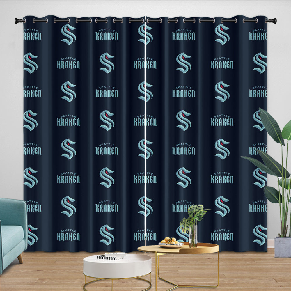 Seattle Kraken Curtains Blackout Window Drapes Room Decoration (Online Order Only)