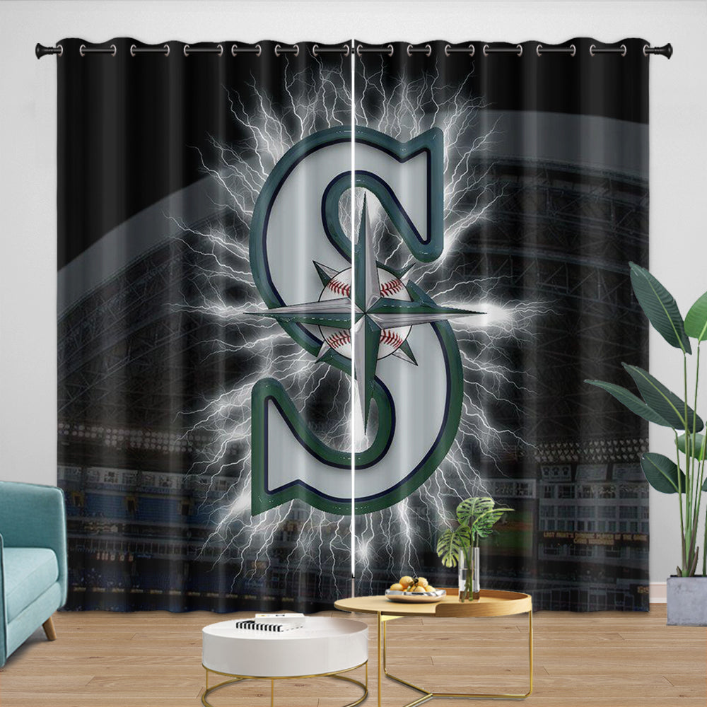 Seattle Mariners Curtains Blackout Window Drapes Room Decoration (Online Order Only)
