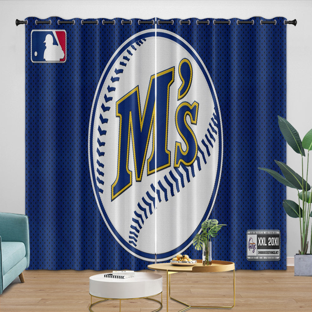 Seattle Mariners Curtains Blackout Window Drapes Room Decoration (Online Order Only)