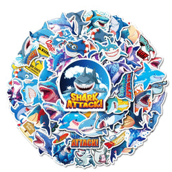 Shark Cartoon Stickers Ocean Animal Decals for Kids - Laptop, Luggage, Guitar, Bike, Skateboard (ONLINE ORDER ONLY)