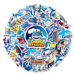 Shark Cartoon Stickers Ocean Animal Decals for Kids - Laptop, Luggage, Guitar, Bike, Skateboard (ONLINE ORDER ONLY)