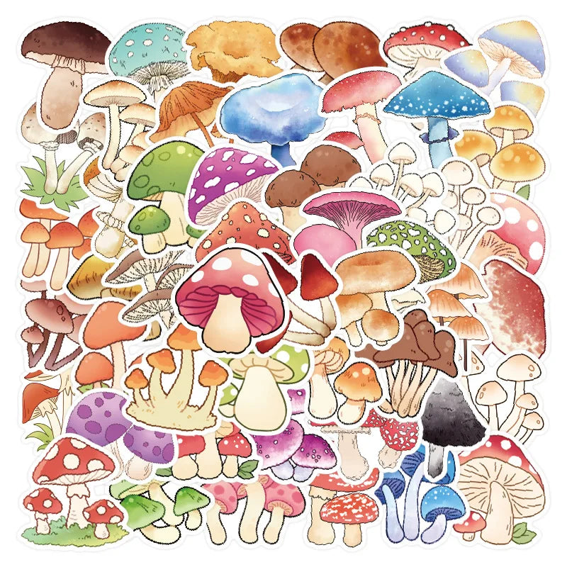 Cartoon Mushroom Stickers for Kids - Laptop, Phone, Fridge, Notebook Decals (10/30/51PCS) (Online Order Only)