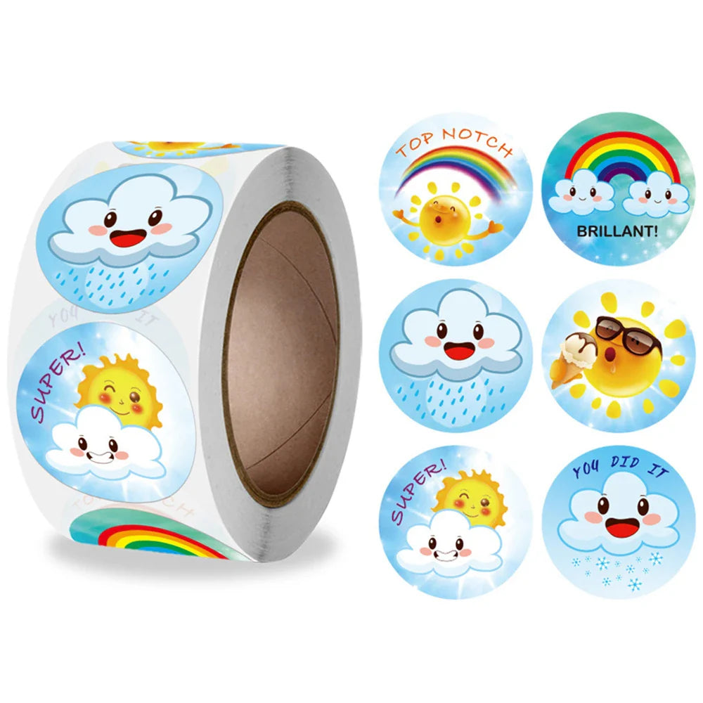 500pcs/roll Cute Cartoon Sealing Stickers Thank you Sticker Envelope Gift Decor Labels Children Stationery Stickers 1 Inch (ONLINE ORDER ONLY)