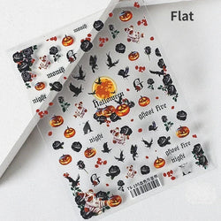 Gothic Dark Spider Butterfly Cross Flame Wings Halloween Horror Rose Flower Rabbit Pumpkin Bear Nail Art Stickers Manicure Decal (ONLINE ORDER ONLY)
