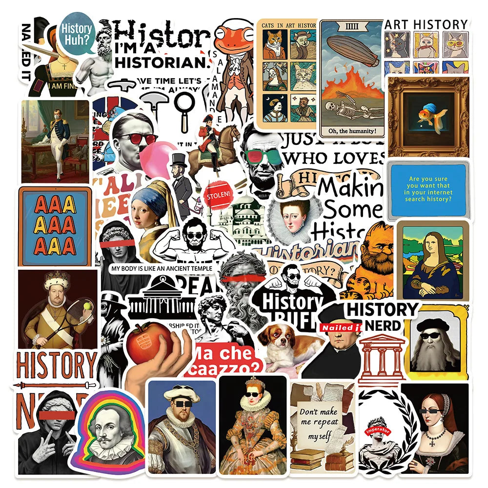 Cartoon Funny History Art Stickers for Phone Laptop Luggage Skateboard Decals Gift (ONLINE ORDER ONLY)