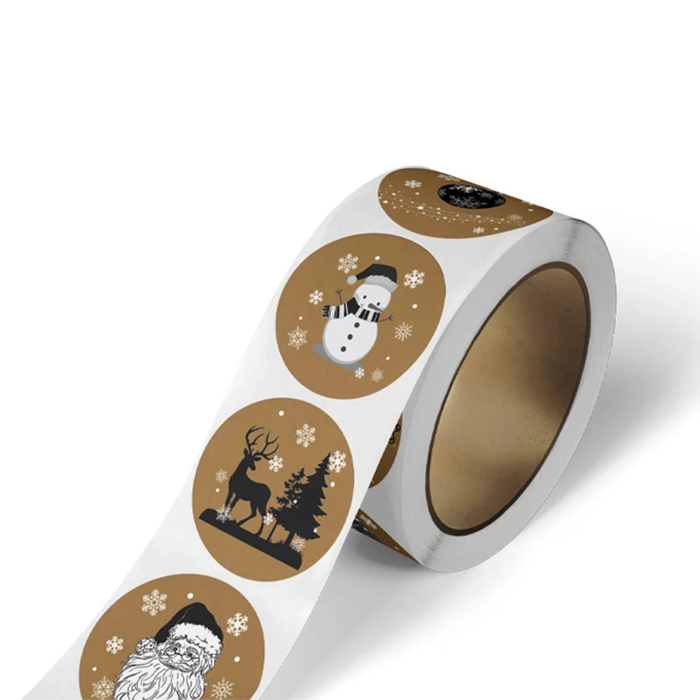 100-500pcs Kraft Paper Stickers Christmas Gift Decoration Sticker For Package Stationery Stickers Happy Decoration Seal Label (ONLINE ORDER ONLY)