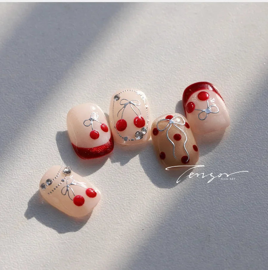Mini Fruit Cherry Charming Strawberry Ribbon Line Bowknot Jelly Charming Chic Self Adhesive Nail Art Stickers Manicure Decals (ONLINE ORDER ONLY)