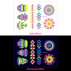 1pc Bohemia Fluorescent Sticker Luminous Temporary Tattoos Stickers UV Glow Fluorescent Tattoo Waterproof For Body Art Decals *& (Online Order Only)