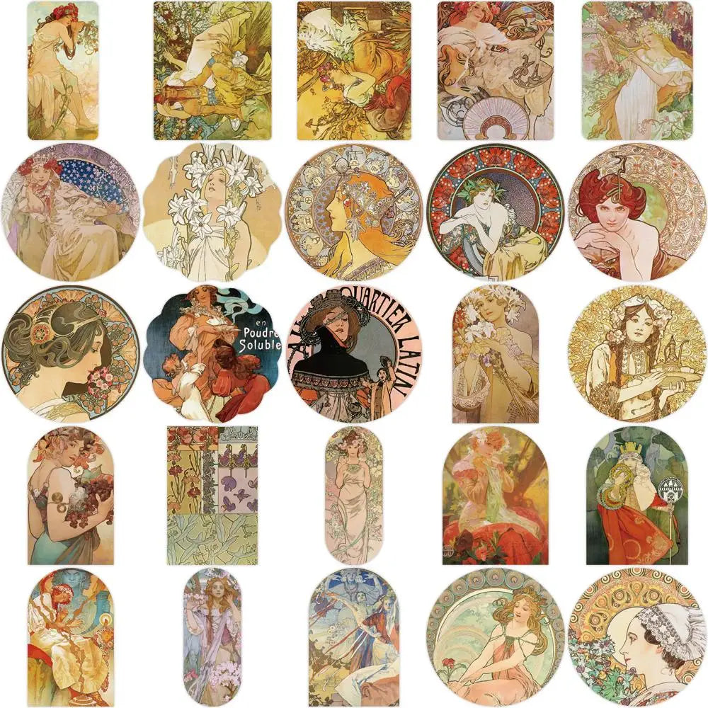 10/27/54pcs Retro literary figures Stickers Decals Cartoon Graffiti DIY  Notebook Luggage Wall Decoration PVC Sticker (ONLINE ORDER ONLY)