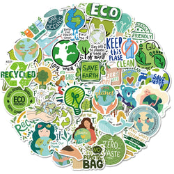 10/30/50PCS Protect Environment Green Cartoon Sticker DIY Waterproof Suitcae Bicycle Skateboard Scrapbook Car Laptop Wall Decals (Online Order Only)
