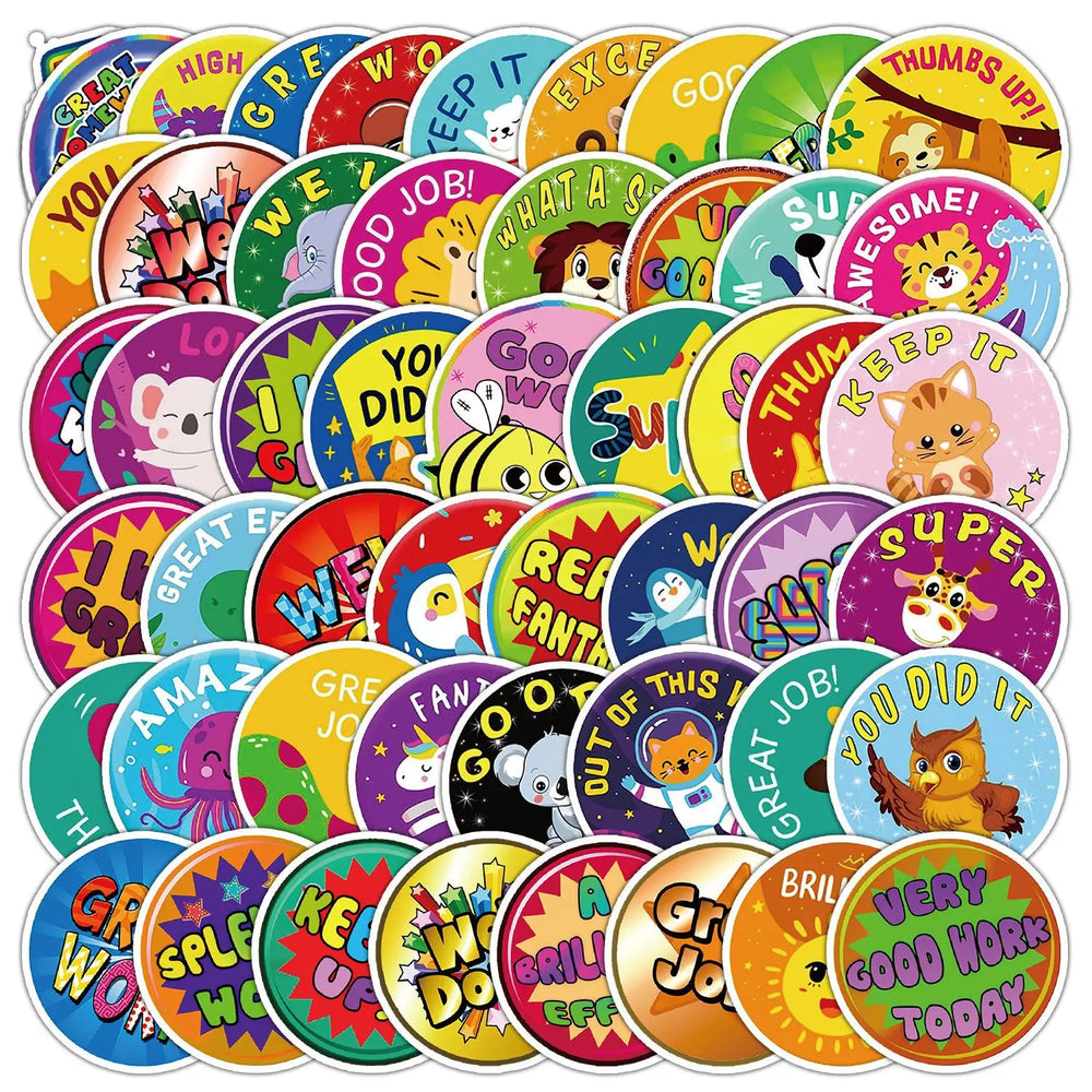 50pc Positive Energy Teacher Reward Graffiti Stickers for Helmet, Wall, DIY Decoration (Online Order Only)